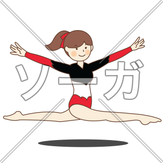 床運動の女子器械体操選手（マット運動）のイラスト