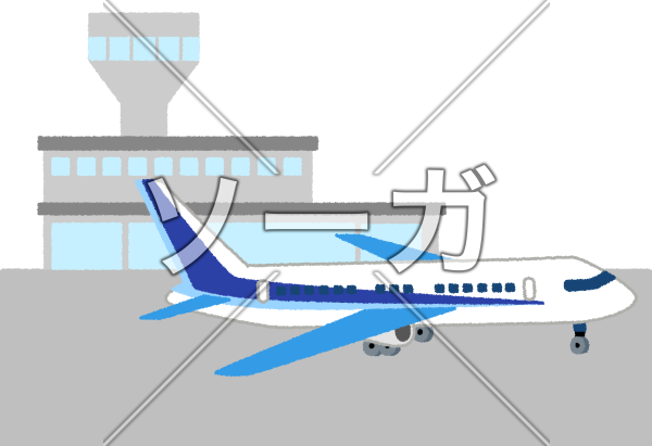 飛行機と空港のイラスト