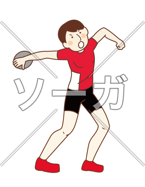 円盤投げの男子陸上選手 投てき競技 のイラスト素材 無料 ソーガ