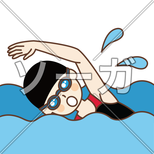 クロールの女子水泳選手のイラスト素材 無料 ソーガ