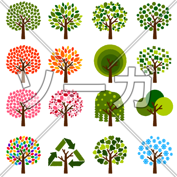 四季の樹木のイラスト