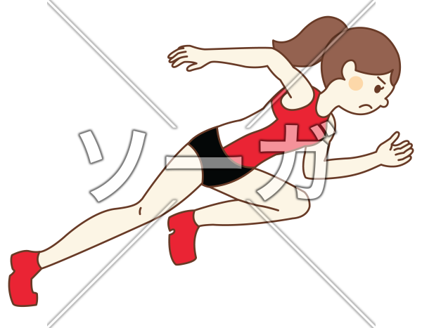 短距離走の女子陸上選手のイラスト素材 無料 ソーガ