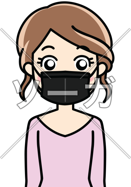 活性炭入りの黒マスク カラーマスク を着用する女性のイラストのイラスト素材 無料 ソーガ