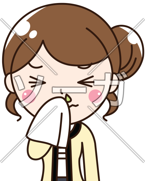 花粉症で鼻水を拭く女性 風邪 のイラスト素材 無料 ソーガ