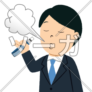 加熱式たばこを吸うサラリーマンのイラスト