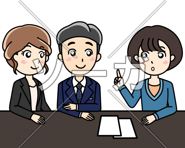 ミーティングをする男女社員 会議 のイラスト素材 無料 ソーガ