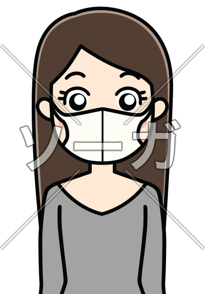 密着性が高い立体マスク 3dマスク で花粉症を防ぐ女性のイラストのイラスト素材 無料 ソーガ