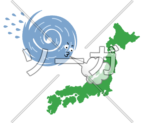 日本列島を襲う台風のイラストのイラスト素材 無料 ソーガ