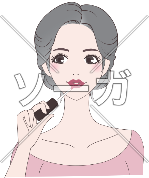 唇にリップグロスを塗る女性 化粧 メイク のイラスト素材 無料 ソーガ