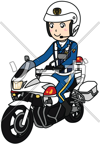 交通違反を取り締まる白バイ隊員 オートバイ のイラストのイラスト素材 無料 ソーガ