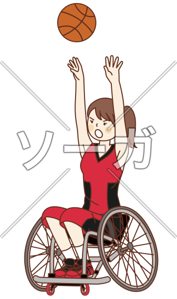 パラリンピック競技 種目の女子バスケット選手のイラスト素材 無料