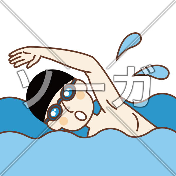 クロールの男子水泳選手のイラスト素材 無料 ソーガ