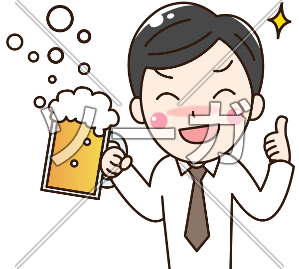 生ビールを飲む男性 居酒屋 のイラスト素材 無料 ソーガ