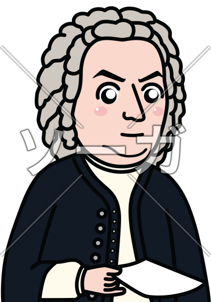 クラシック音楽の巨匠 作曲家 バッハの似顔絵イラストのイラスト素材