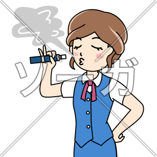 電子タバコを吸う女性（加熱式タバコ）