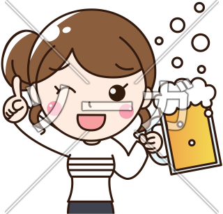 生ビールを飲む女性（居酒屋）