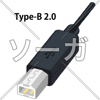 USBケーブル（Type-B 2.0）のイラスト