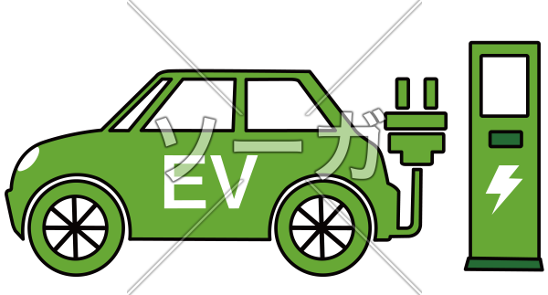 電気自動車 Ev と充電器スタンドのイラストのイラスト素材 無料 ソーガ