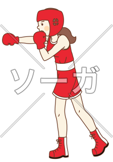 試合に出る女子ボクシング選手（女子ボクサー）のイラスト