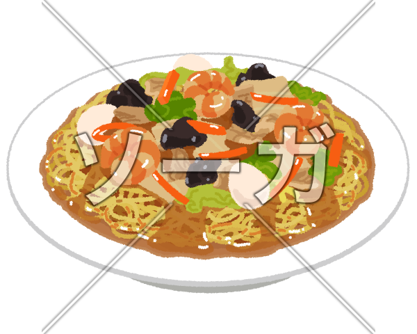 あんかけ焼きそばのイラスト