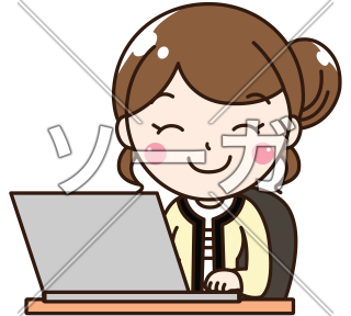 笑顔でノートパソコンを使う女性（アイデア）