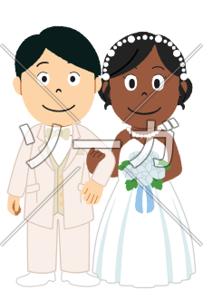 国際結婚（アジア人とアメリカ人）のイラスト