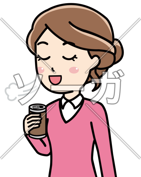 缶コーヒーを飲む女性のイラスト素材 無料 ソーガ