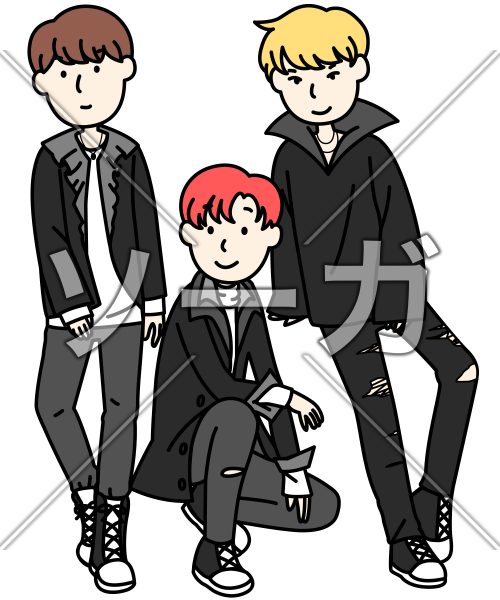 K Popの男性アイドルグループ 韓国音楽 のイラストのイラスト素材