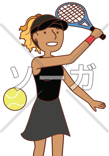 日焼けした女性プロテニスプレーヤーのイラスト素材 無料 ソーガ