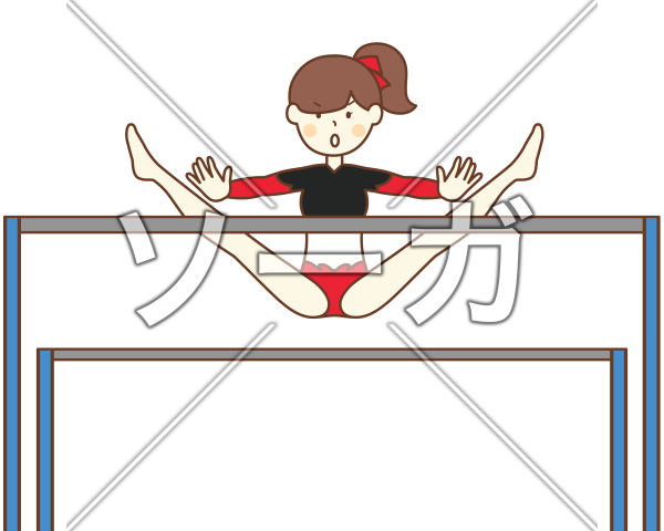 段違い平行棒の女子体操選手のイラスト素材 無料 ソーガ