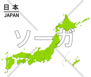 地方区分の日本地図イラスト