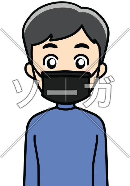 カラーマスク（黒マスク）を着用する男性のイラスト