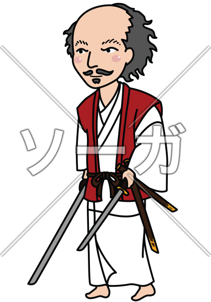 宮本武蔵 武士 の似顔絵イラストのイラスト素材 無料 ソーガ