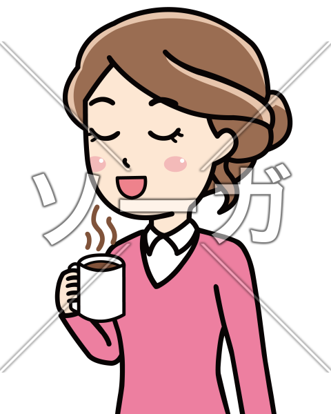 マグカップでコーヒーを飲む女性のイラスト素材 無料 ソーガ