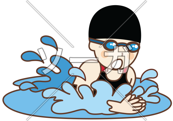 平泳ぎの女子水泳選手 カエル泳ぎ のイラスト素材 無料 ソーガ