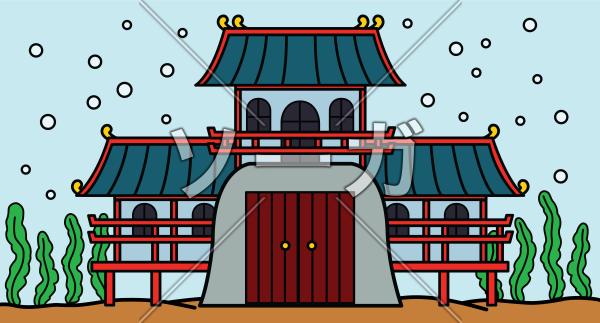 浦島太郎が向かう竜宮城のイラストのイラスト素材 無料 ソーガ