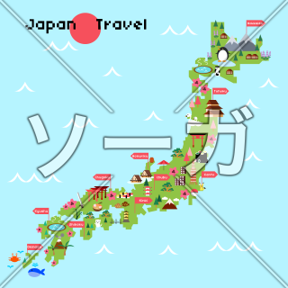 日本地図の旅行・観光名所イラスト